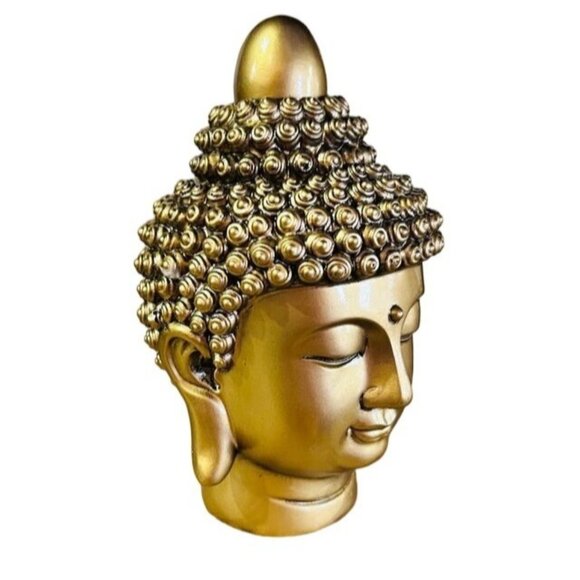 Golden Buddha Head Statue 3 inches - Picture 5 of 6